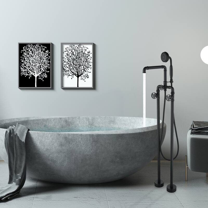 Rbrohant Industrial Style Freestanding Bathtub Faucet, High Flow Shower