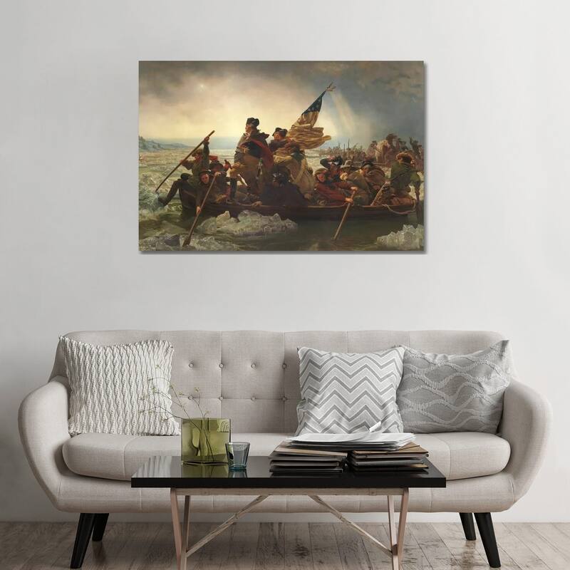 iCanvas "Painting Of George Washington Crossing The Delaware" by John Parrot Canvas Print - 32x48x1.5