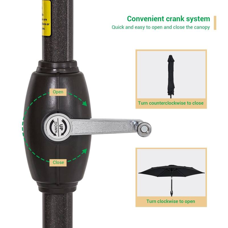 LIVOOSUN 7.5ft Steel Patio Market Umbrella Tilt System