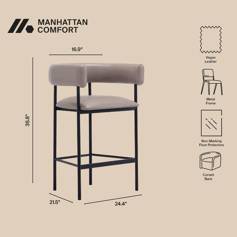 Manhattan Comfort Onda Metal Vegan Leather Counter Stool