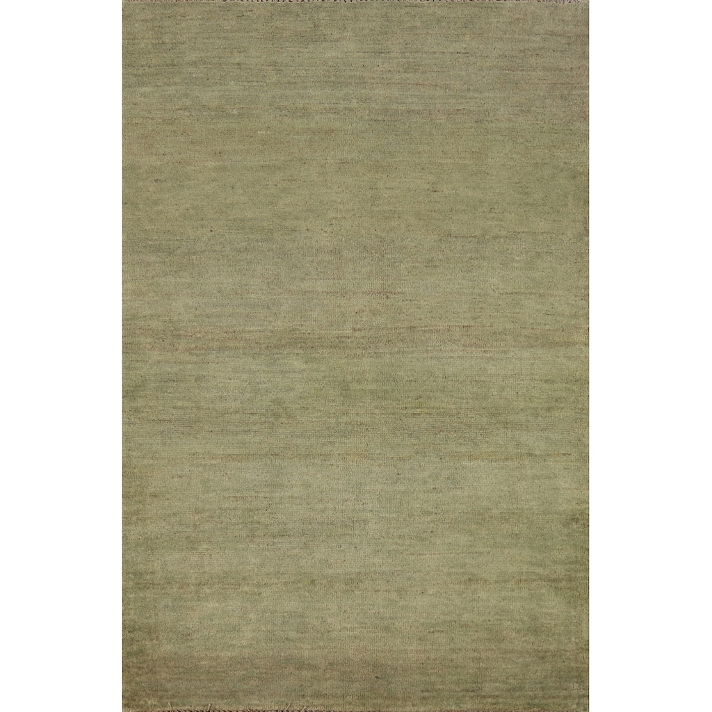 Hand Knotted Oriental 100% Wool Carpet Modern Solid Green Gabbeh Area Rug - 5' 0'' X 3' 5''
