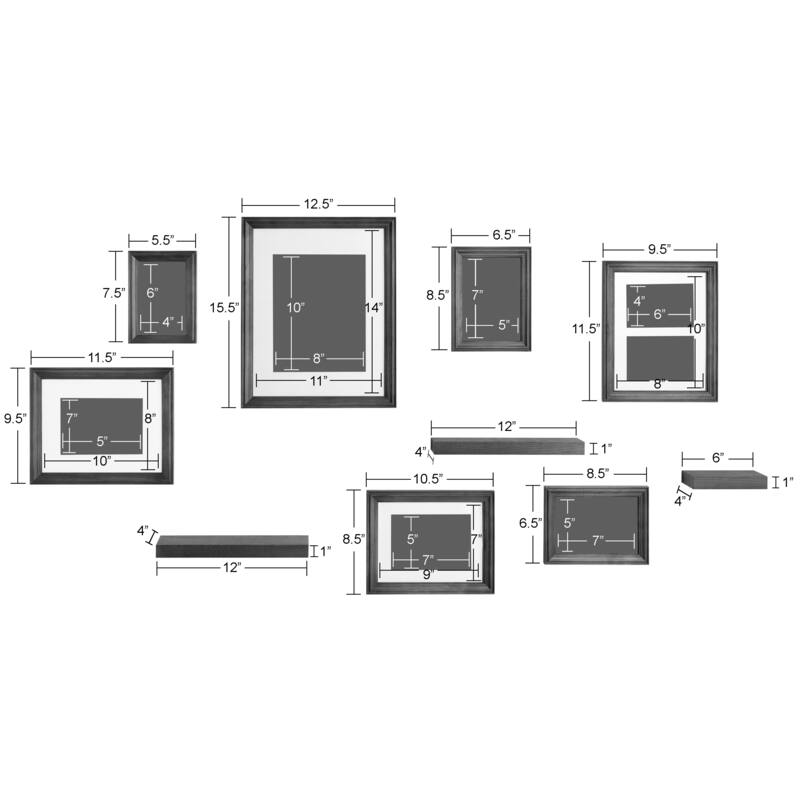 Kate and Laurel Bordeaux Gallery Wall Frame And Shelf Kit