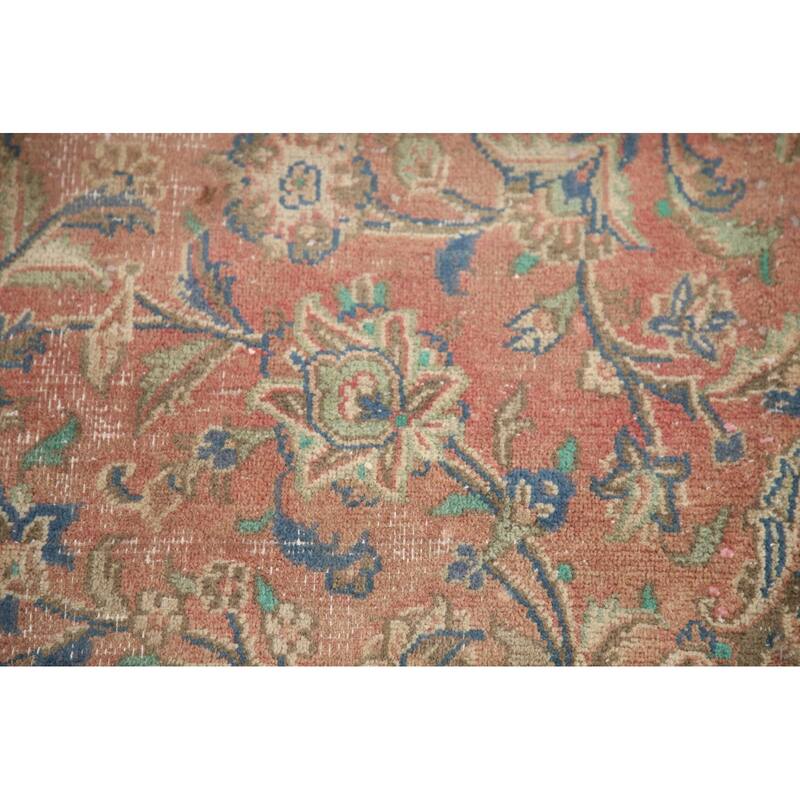 Hand Knotted Oriental 100% Wool Carpet Traditional Floral Pink Mashad Area Rug - 12' 5'' X 9' 4''