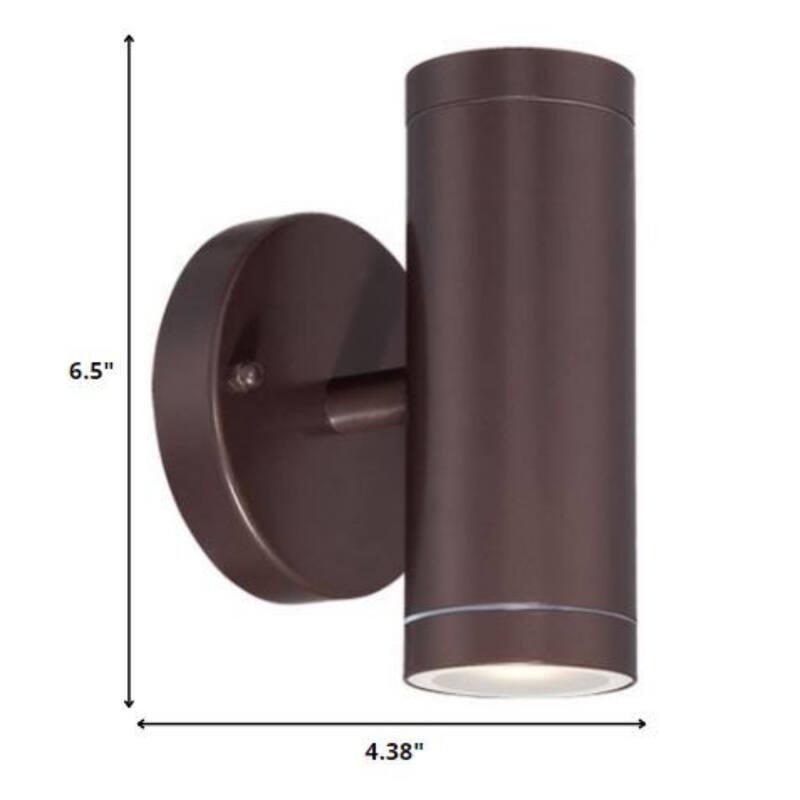 Metal Up Down Wall Sconce with LED Hardwired UV-Resistant - 4.63” x 4.38” x 6.5” (D x W x H)