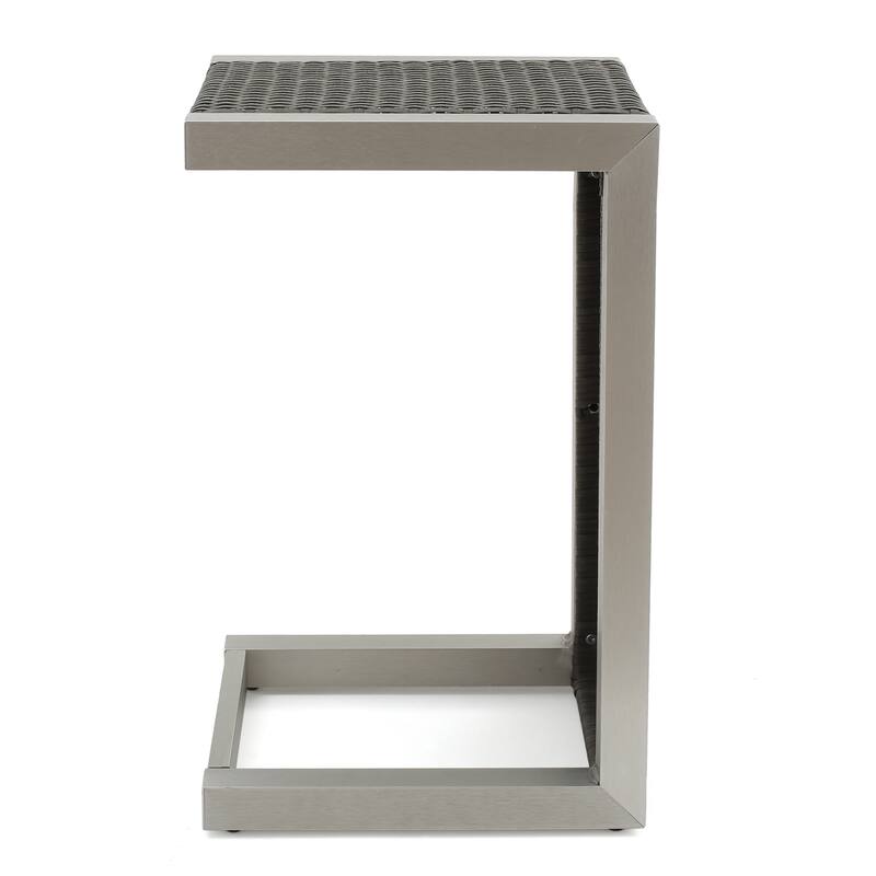 Cape Coral Outdoor Aluminum 3 Piece Chat Set with C Shaped Table by Christopher Knight Home