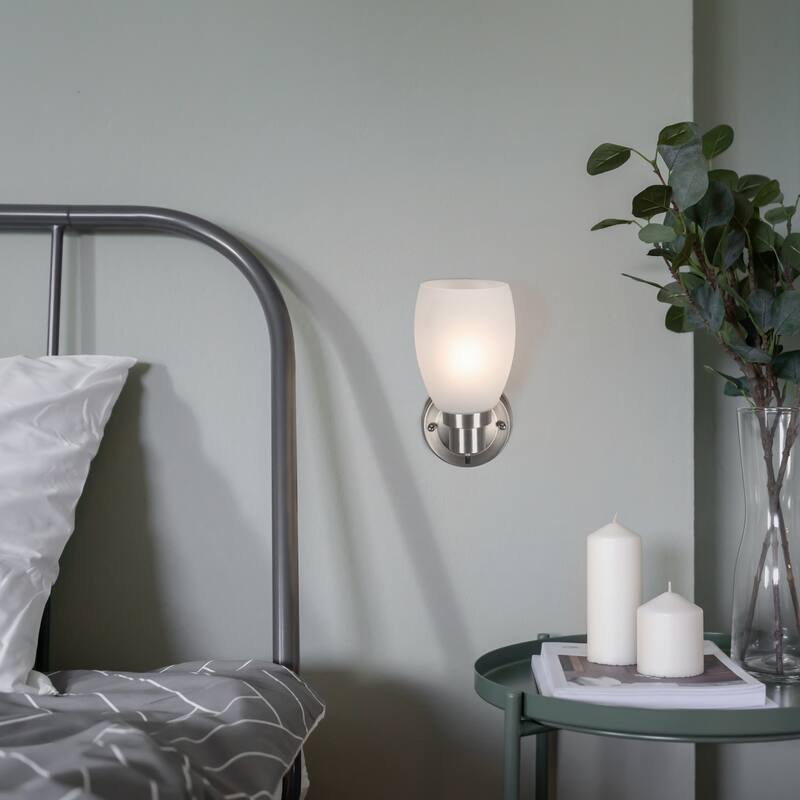 Lydia Satin Nickle Dimmable 1-Light Wall Sconce - Satin Nickel - Satin Nickel