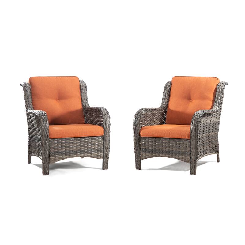 Cozywor 2-Piece Outdoor Patio Ratten Wicker Lounge Chair WIth Cushion