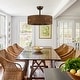 preview thumbnail 2 of 6, 24" Rustic 3-Blade Rattan Cage Ceiling Fan Chandelier with Remote