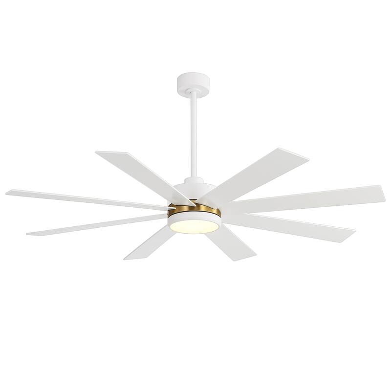 65 Inch 8-Blade Black LED Ceiling Fan with Light and Remote