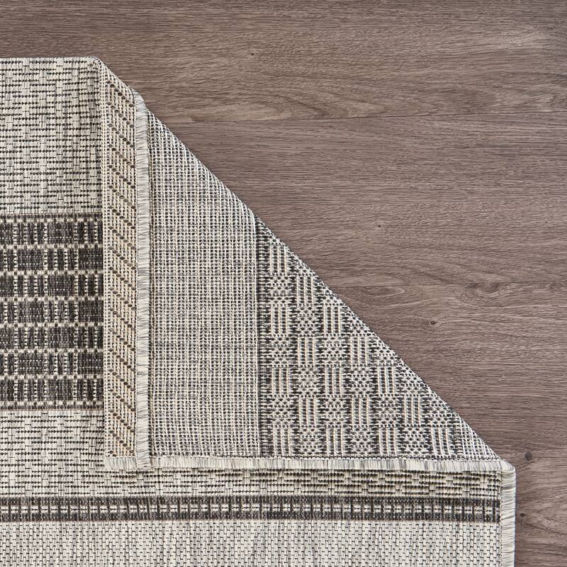 Sevita Sadie Contemporary Striped Gray/Black Durable Performance Indoor/Outdoor Area Rug