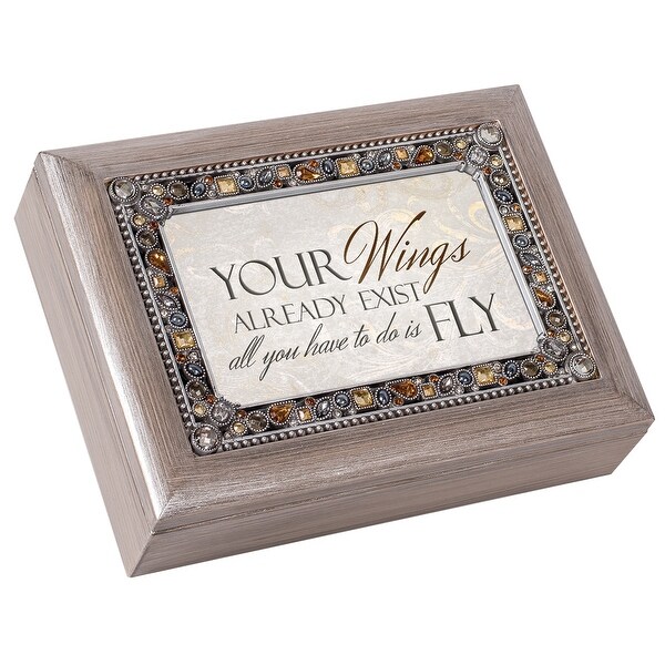 8" Brown and Silver Colored Rectangular Framed Musical Box - N/A