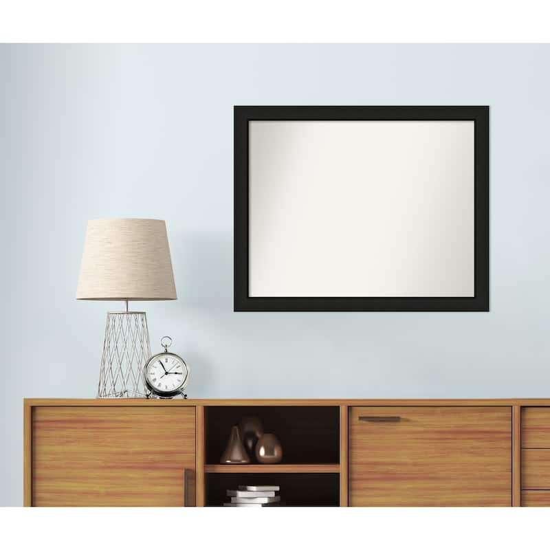 Midnight Black Narrow Non-Beveled Wood Framed Wall Mirror - Midnight Black Narrow