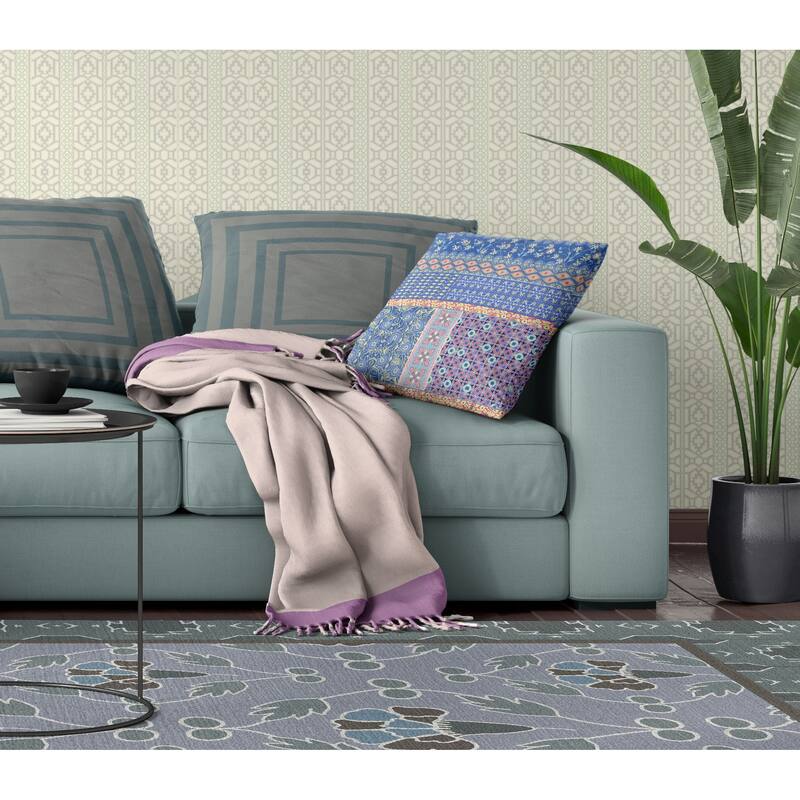 Amrita Sen Flower Castle Patchwork Indoor Outdoor Pillow Zip