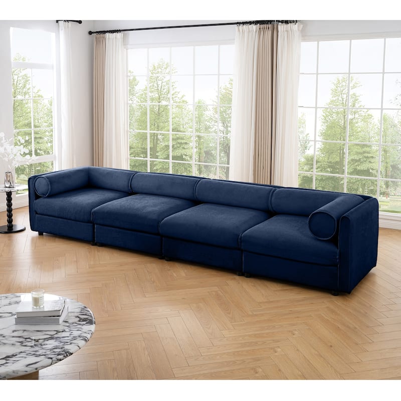 142.5" Oversized Modular Chenille Sectional Sofa with Storage Seat, Modern Upholstered Couch with Cylindrical Backrest, Armrests