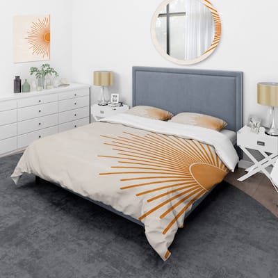 Designart 'Orange Sun Print I' Modern Duvet Cover Set