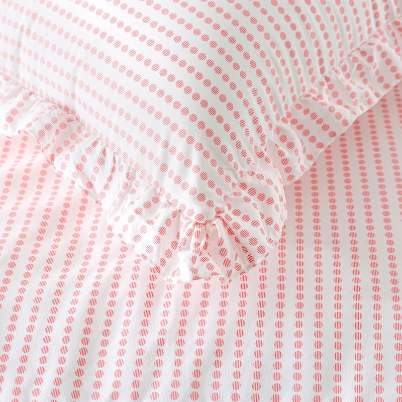 Dot Bedspread with 30" Ruffled Skirt Shabby Chic Farmhouse Style