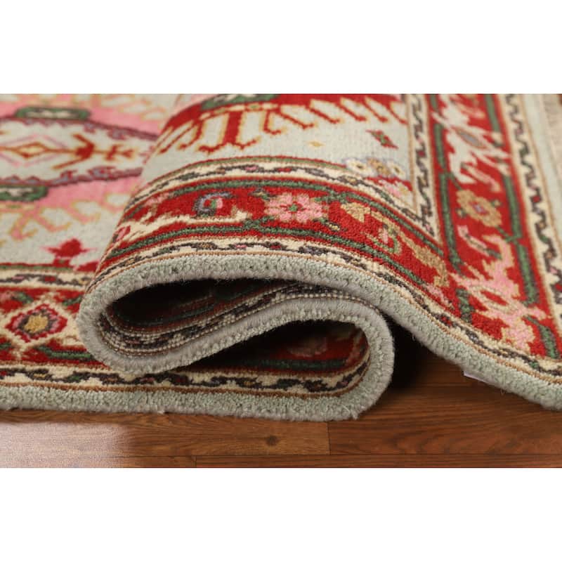 Hand Knotted Oriental 100% Wool Carpet Transitional Geometric Green Khotan Area Rug - 5' 1'' X 3' 1''