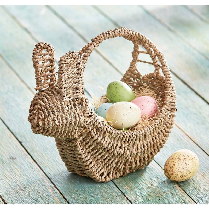 Seagrass Easter Spring Bunny Shaped Basket for Tabletop Kitchen Decoration