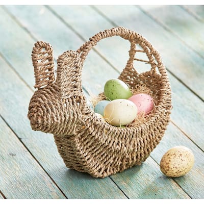 Seagrass Easter Spring Bunny Shaped Basket for Tabletop Kitchen Decoration