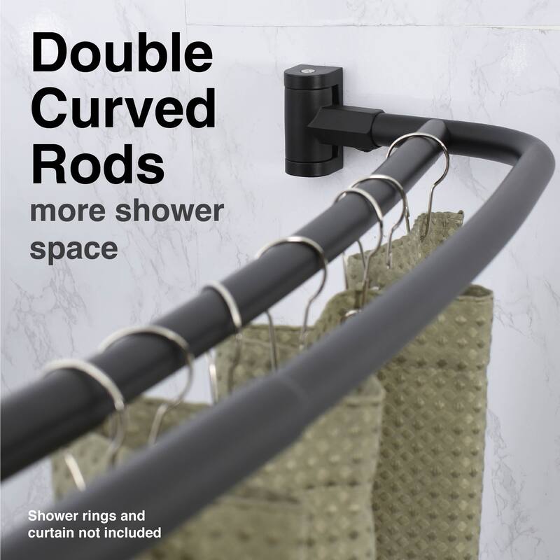 Double Curved Shower Curtain Rod Adjustable 44 to 70 inches by JS Jackson Supplies