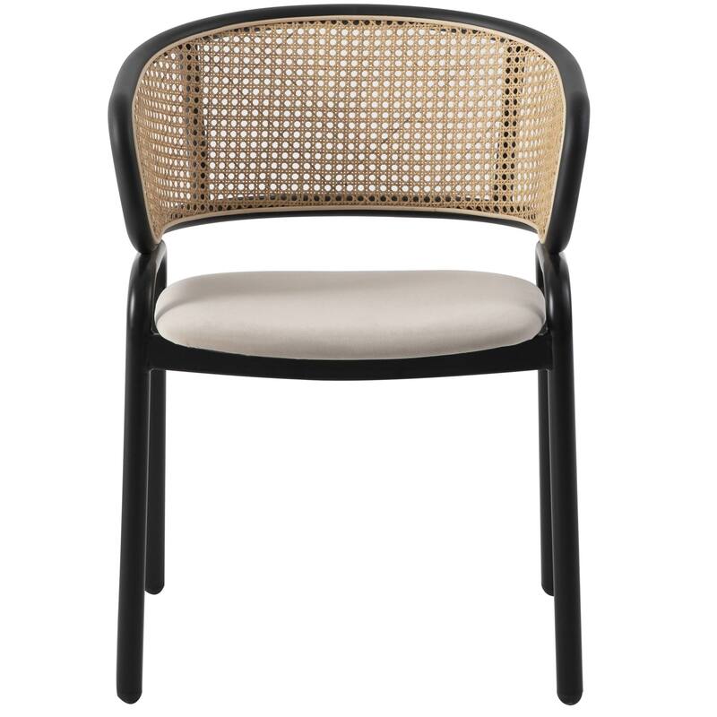 Ervilla Modern Wicker Back Dining Chair with Upholstered Velvet Seat Armchair for Dining Room and Kitchen, Set of 4 - 29.9"