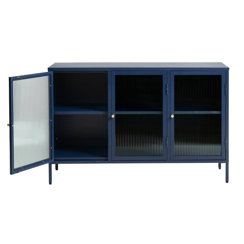 Rye Studio Brianne Modern Metal & Glass 3-Door Sideboard