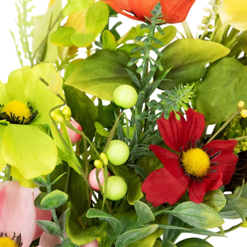Poppy and Eucalyptus Spring Wreath - 26"