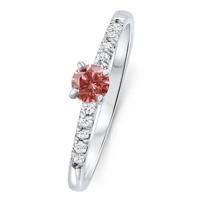 VS 3/8Ct Pink Diamond Engagement Ring Gold Lab Grown