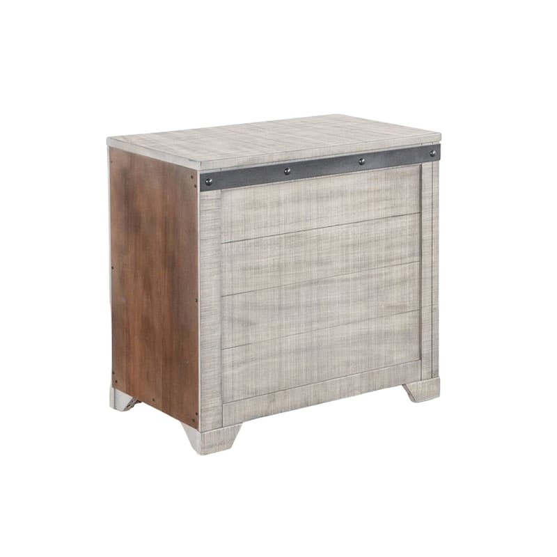 25.04 in. Gray and Black Rectangle Wood End Table with Storage Drawer for Convenience