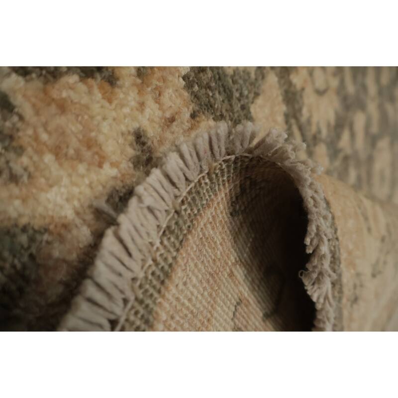 Hand Knotted Oriental 100% Wool Carpet Traditional Floral Brown Peshawar Area Rug - 4' 0'' X 2' 9''