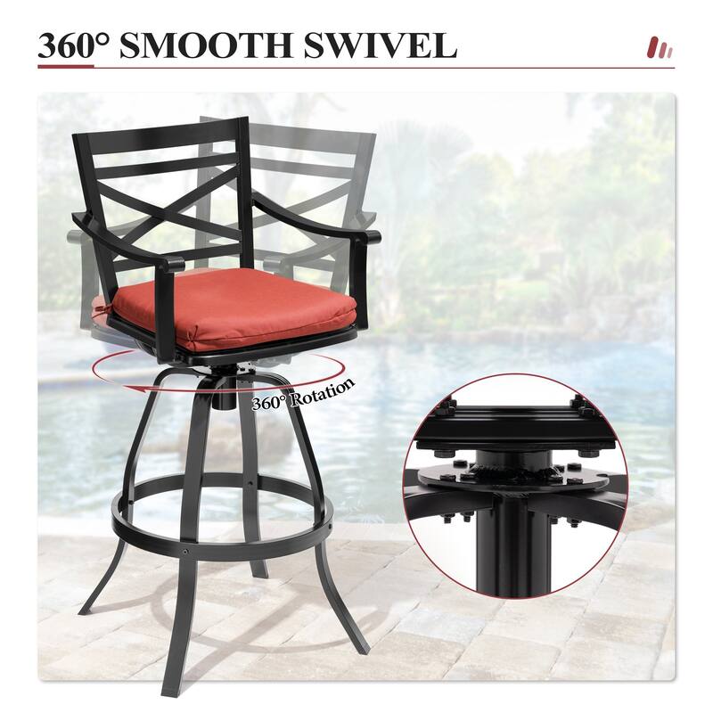 Outdoor Aluminum Swivel Bar Stools with Sunbrella Cushion