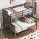 preview thumbnail 1 of 10, Gray Twin over Full Size Solid Wood Bunk Bed with Ladder & Fence Twin over Full - Gray