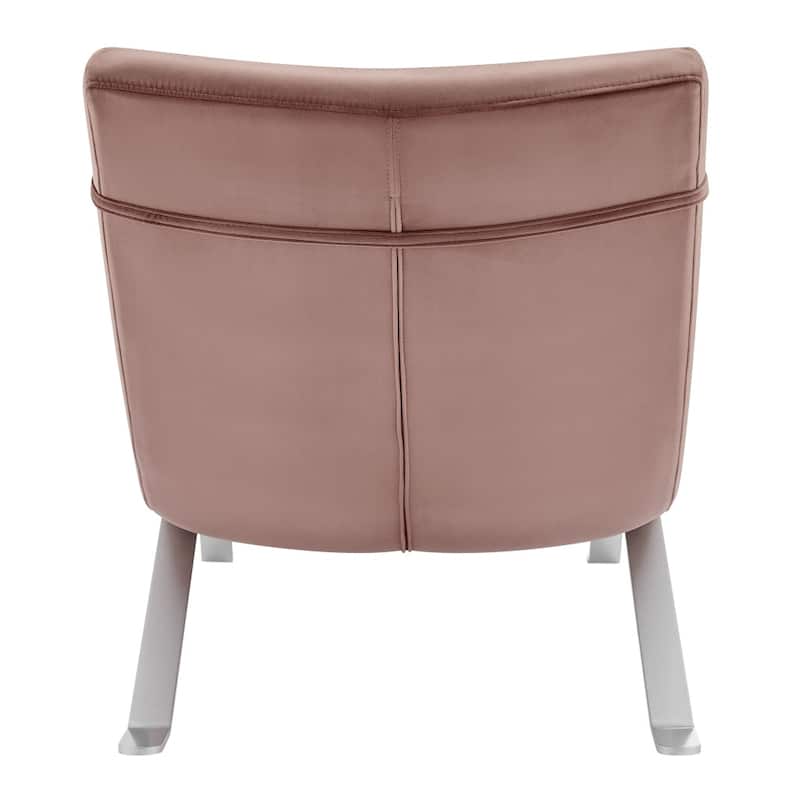HomeRoots 66" Rose and Silver Velvet Lounge Chair - 65.95' X '32.49' X '26.38