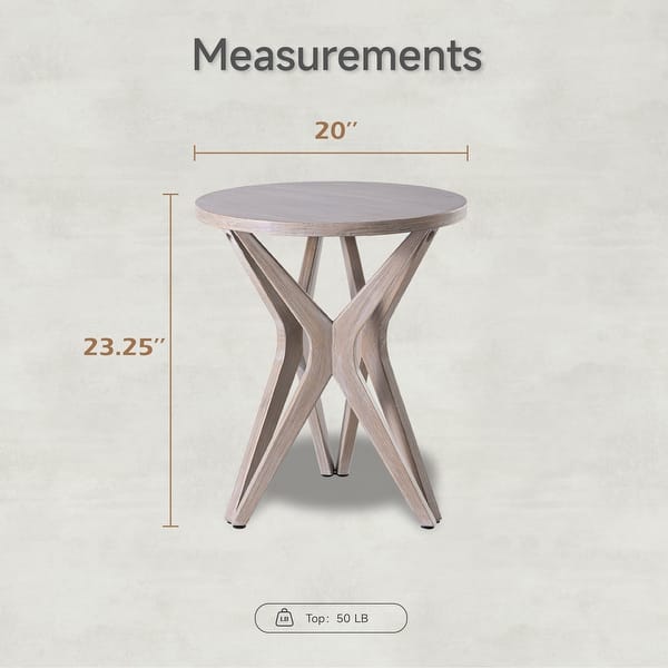 dimension image slide 3 of 5, COZAYH Pedestal Farmhouse End Table, Distressed Top with Base for Modern Farmhouse, Boho Decor, Round
