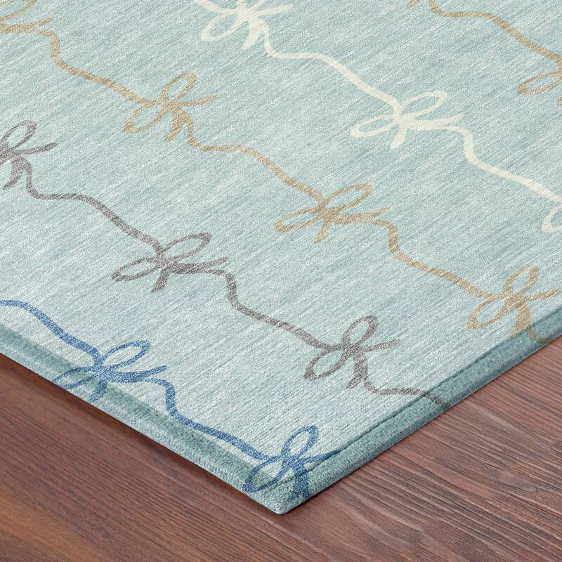 Machine Washable Indoor/ Outdoor Modern Bow Stripe Chantille Rug