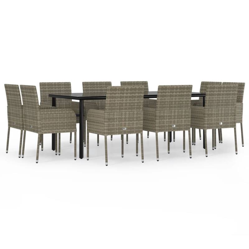 vidaXL 3/5/9/11 Piece Patio Dining Set with Cushions Poly Rattan