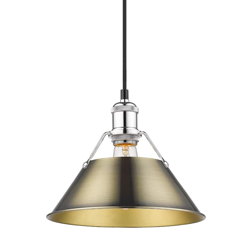 Yep by Golden Lighting Orwell 1-light 10in Pendant in Chrome and Aged Brass shade - Silver