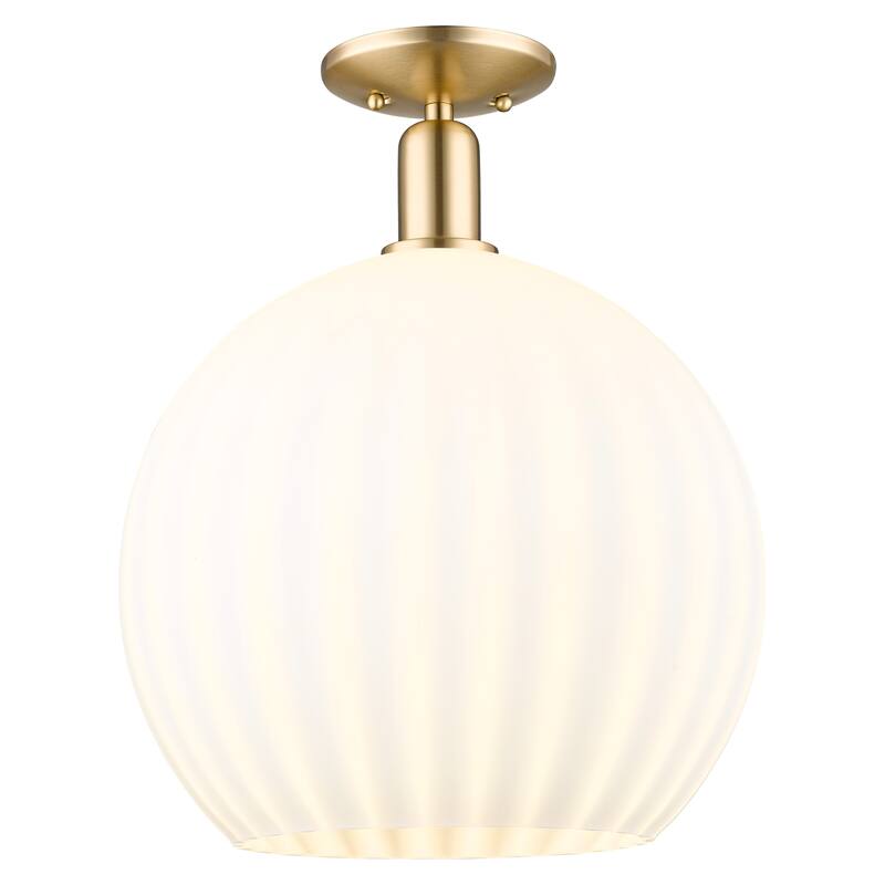 Innovations Lighting Endless Possibilities Arcadia - White Venetian - 1 Light 14" Semi-Flush Mount - Champagne Bronze