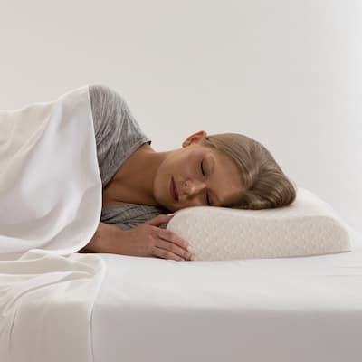 Cervical Pillow - Memory Foam Neck Pillow with Washable Cover - Contour Pillows by Home-Complete - White