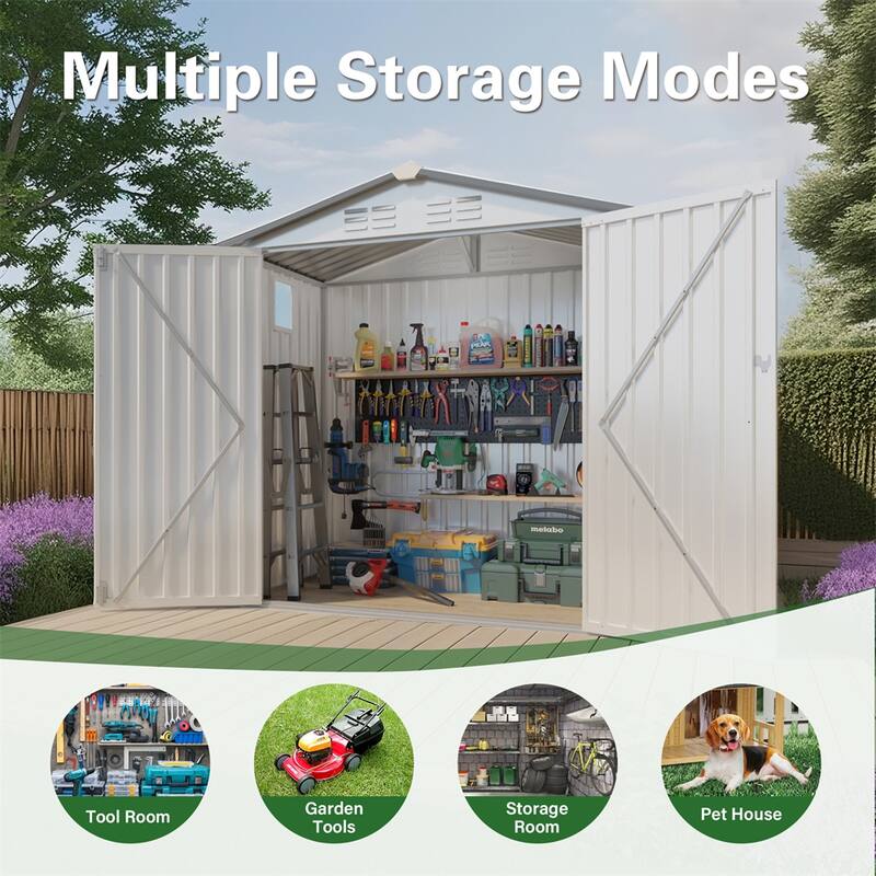 6X3.5FT Metal Storage Shed,Tool Shed with Peaked Roof Waterproof