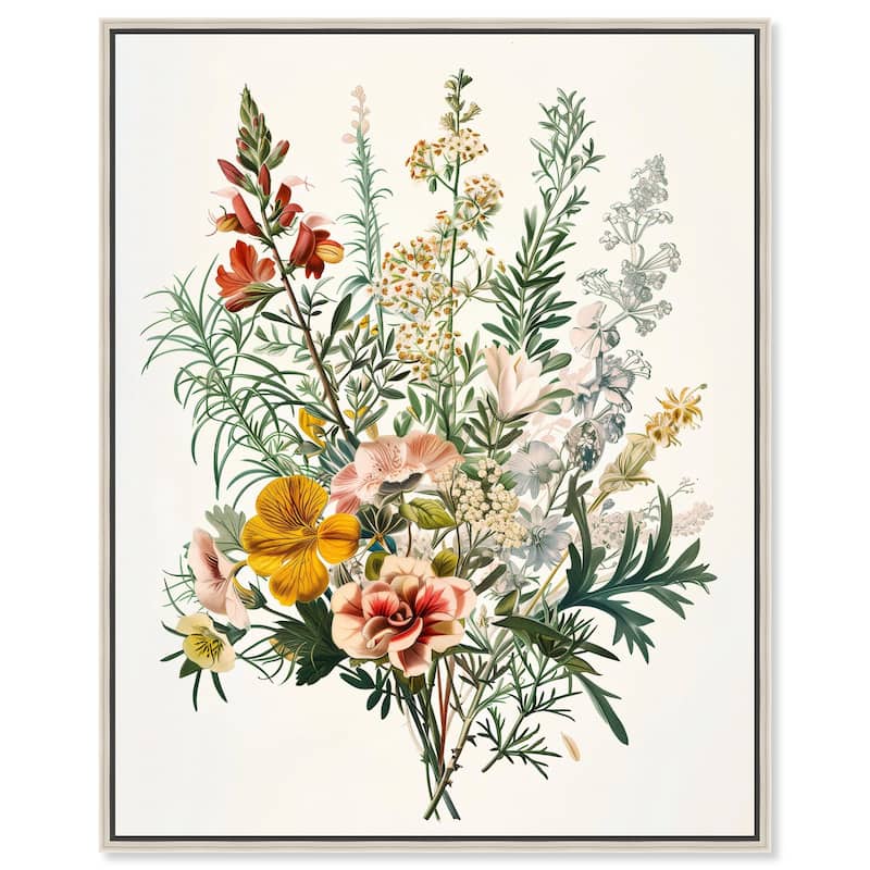 Quaint Bouquet Canvas by Art Remedy - 30" x 36" - Silver