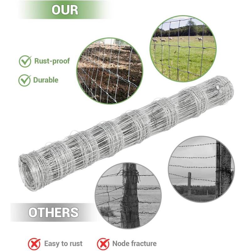 4ft x 164ft Heavy Duty Galvanized Wire Fence for Garden & Yard - 4FT X 164FT X 0.39IN