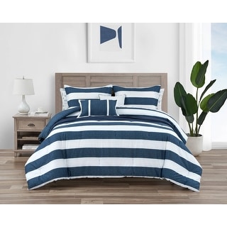Navy Blue Vertical Stripes Pattern Printe Striped Comforter Set Details about   Wake In Cloud 