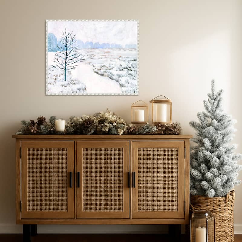 Frozen River Study I by Victoria Borges (28 x 23 in.), Framed Canvas Wall Art Print - Sylvie Beaded White