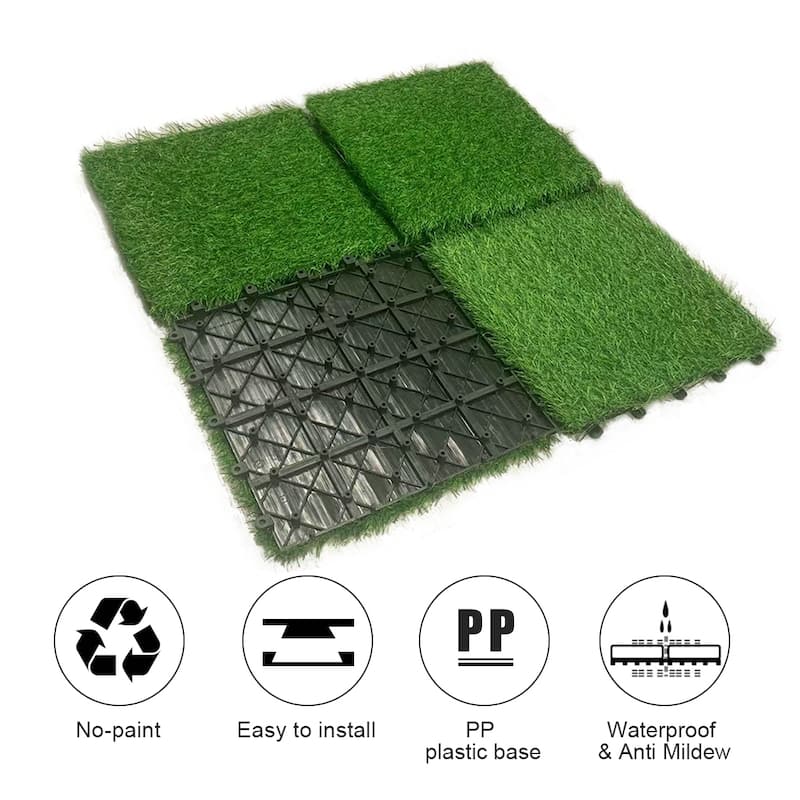 NOVO 4 PINS Grass Deck Tiles 11.18"x11.18" Acacia(30 Pack)