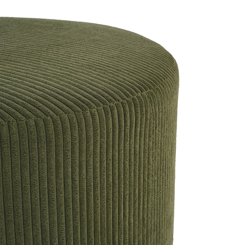 Roomfitters Upholstered Round Ottoman with Corduroy Fabric, Modern Coffee Table Footrest for Living Room