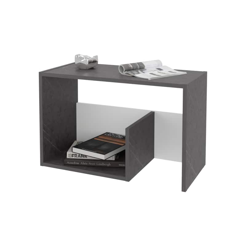Onix White Melamine Compact Accent Side Table for Living Room or Bedroom - 24.9”(H) x 15.7”(L) x 11.8”(W)