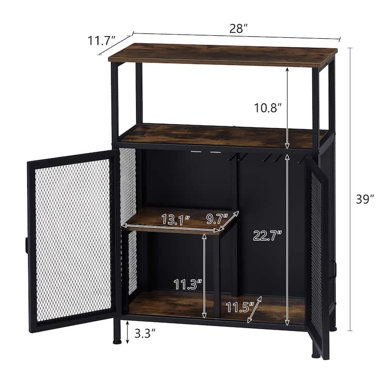 Kinbor Industrial Buffet Cabinet, 5-Tiers Sideboards W/ Storage, Wine ...