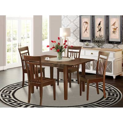 5 Piece Dinette Set - Rectangle Table & 4 Chairs - Solid Wood Dining Set - 32x60 Inch