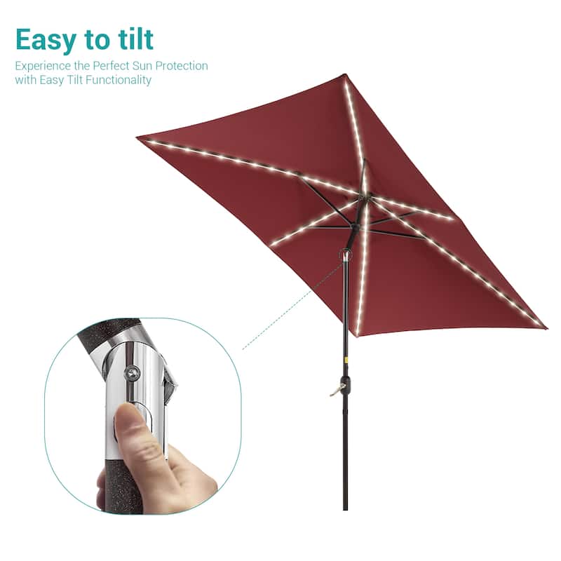BONOSUKI 6x9FT LED Patio Market Umbrellas Table Umbrella w/Tilt Button